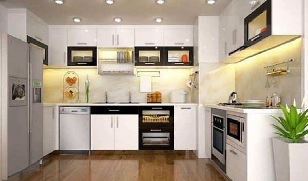 Mẫu kính ốp bếp màu kem sữa