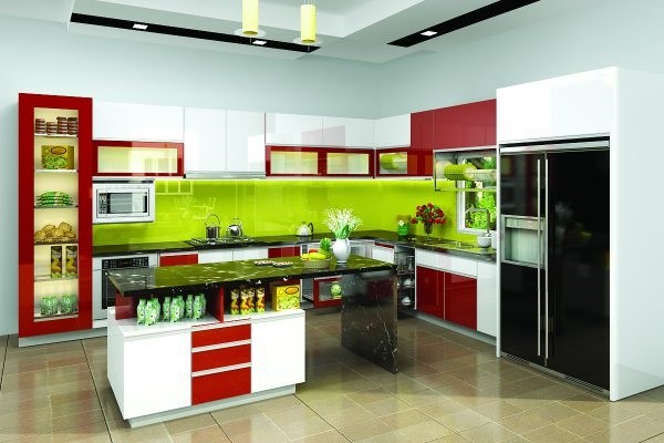 Kính ốp bếp màu xanh lá là màu phù hợp với mệnh Mộc