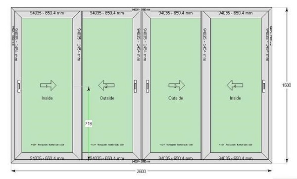Quy chuẩn kích thước mẫu cửa nhôm Xingfa 4 cánh