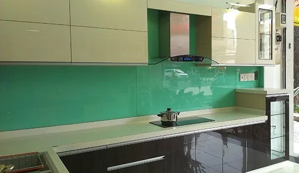 Một tone màu khác của kính ốp bếp xanh ngọc